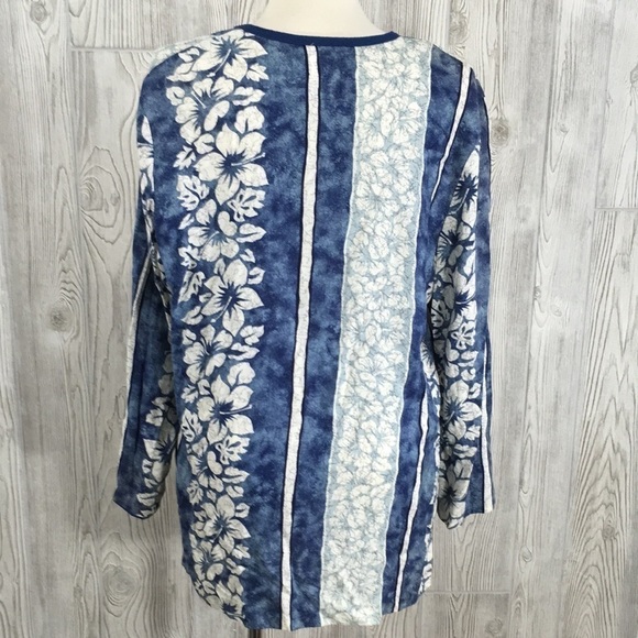 Vintage Jo Hardin Blue Floral Tie In Front Thin Cardigan - Picture 6 of 8